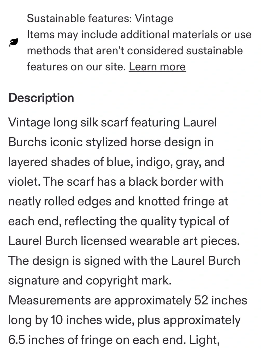 Laurel Burch Vibrant Blue and Black Horse Print Scarf